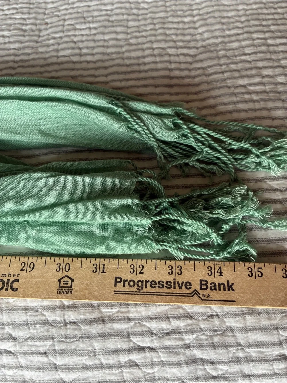 Scarf Light Green w Embellishment/Pendant Necklace, Accessory Statement.